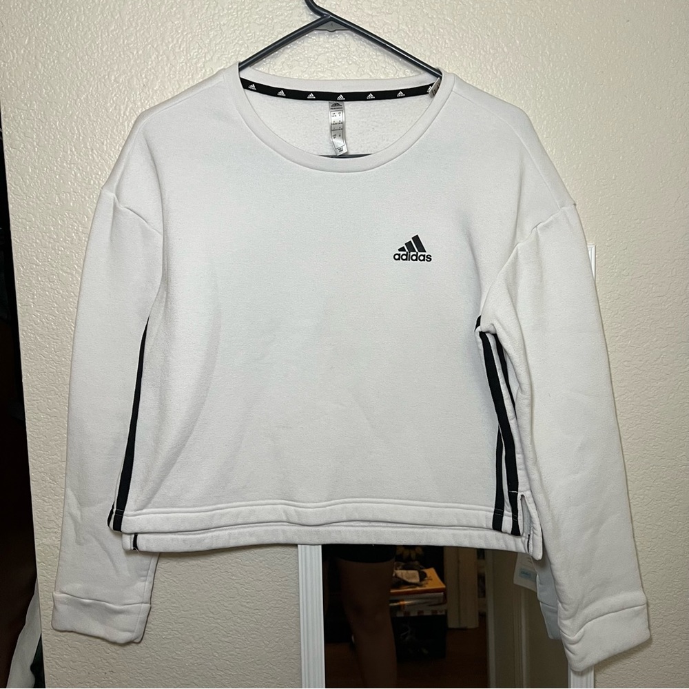 Adidas White Cropped Sweater Size S